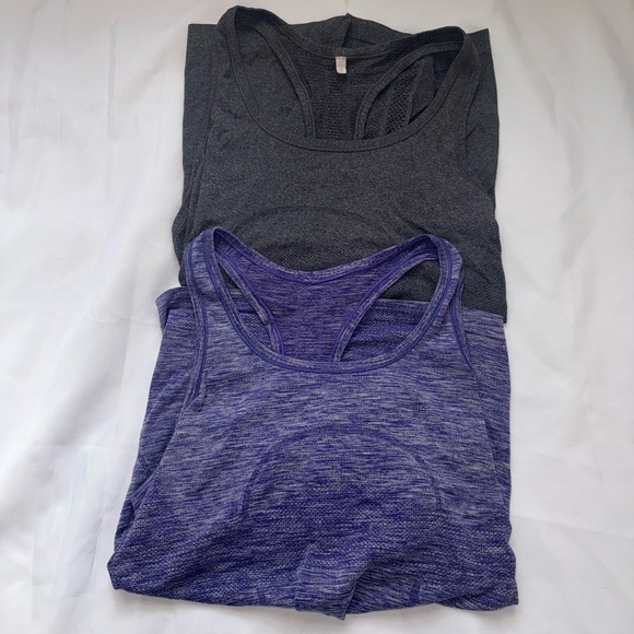 Tops - 2 Lululemon Tank Tops Grey and purple size 8